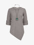Pull long côtelé et asymétrique - Gris foncé - 1