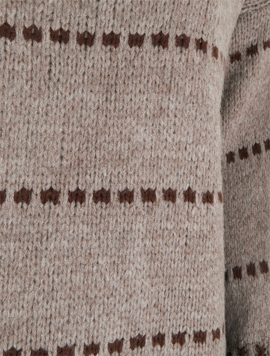 Pull coupe carrée à rayures style pointillé - Taupe - 3