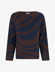 Pull coupe carrée à motif zèbre - Marine - 1