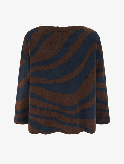Pull coupe carrée à motif zèbre - Marine - 2