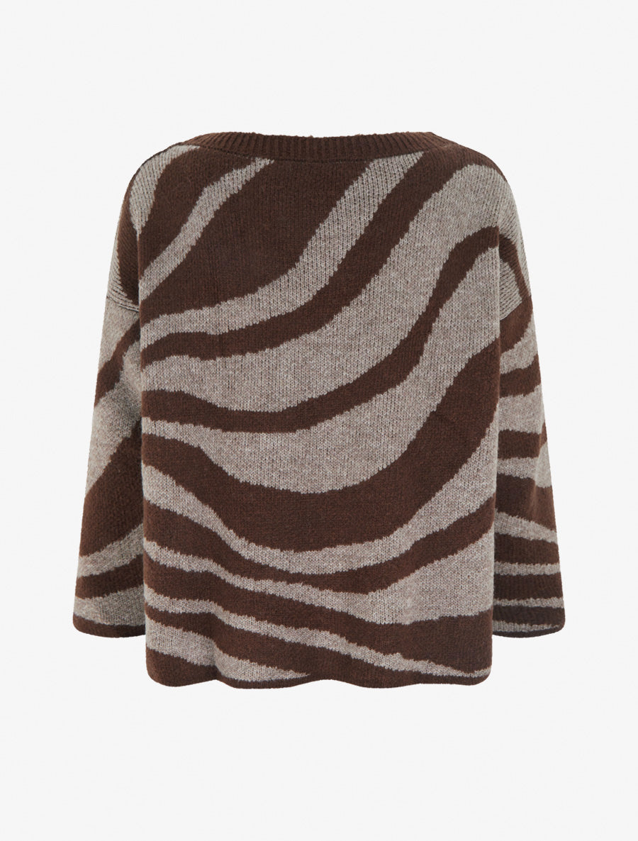Pull coupe carrée à motif zèbre - Taupe - 2