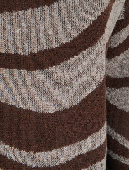 Pull coupe carrée à motif zèbre - Taupe - 3