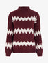 Pull ample à col montant et motif graphique - Lie de vin - 1