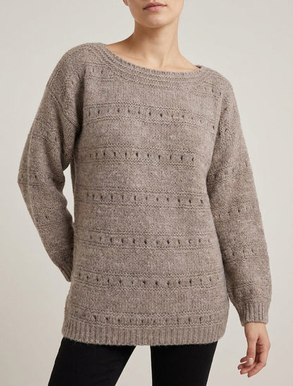 Maglione ampio a collo barca in maglia fantasia - Talpa