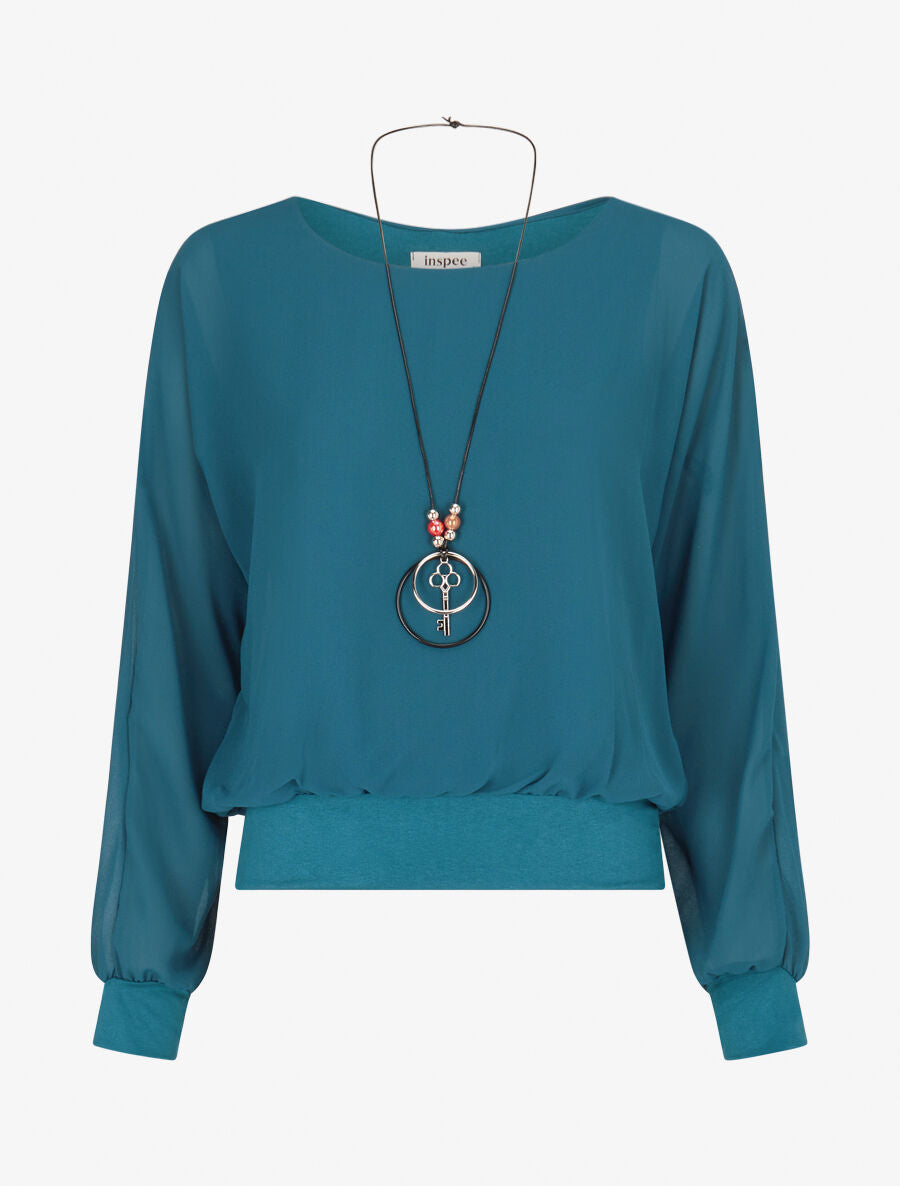 Top uni en voile - Bleu canard - 4