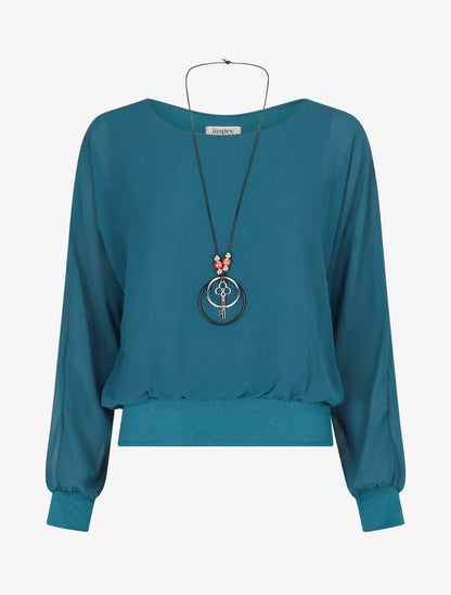 Top uni en voile - Bleu canard - 4
