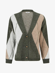 Gilet ample en maille jacquard - Kaki - 1