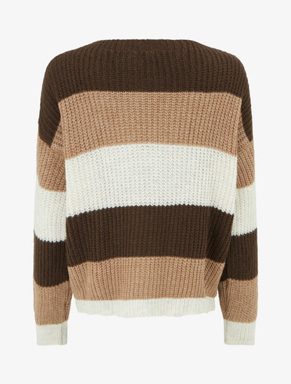 Pull à rayures coupe droite - Marron - 2