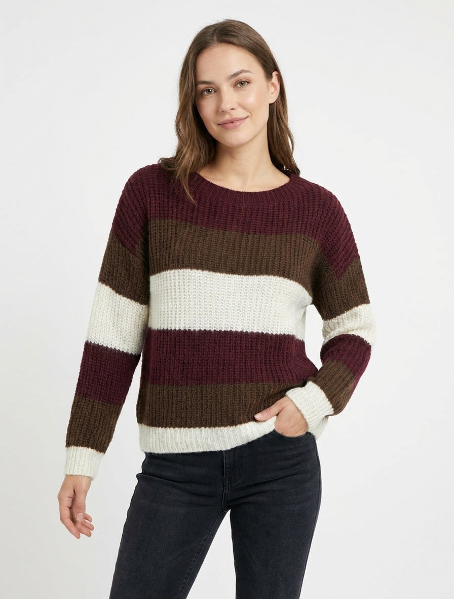 Maglione a righe taglio dritto - Bordeaux