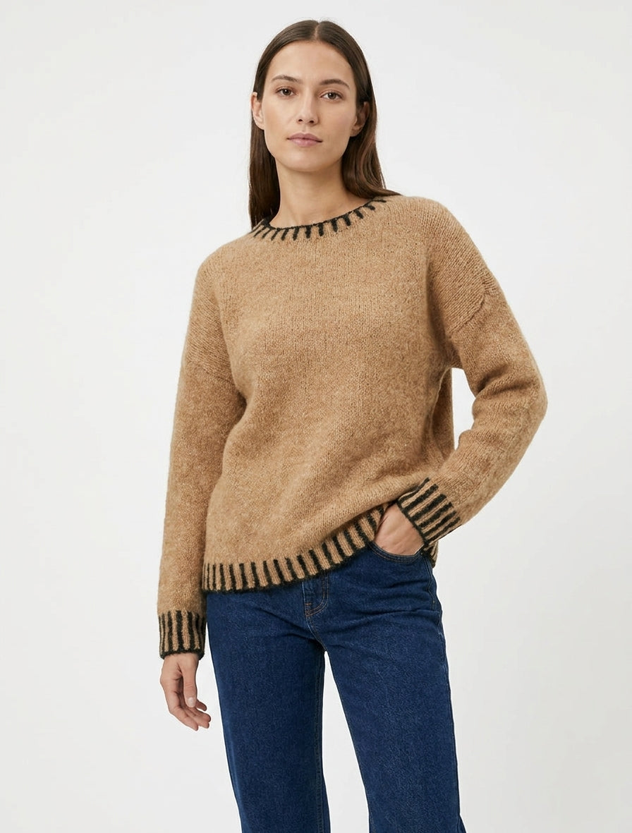 Maglione in misto lana con bordi a contrasto - Chameau