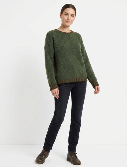 Maglione in misto lana con bordi a contrasto - Cachi