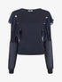 Pull fin à épaules ornées de voile - Marine - 4