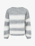 Pull ample en laine mélangée à rayures stylisées - Gris clair - 1