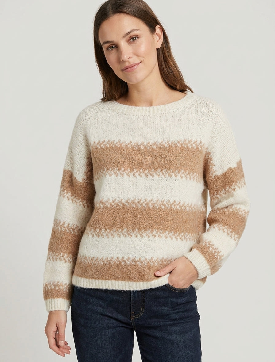 Maglione ampio in misto lana a righe stilizzate - Chameau
