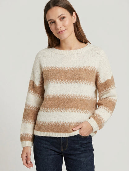 Maglione ampio in misto lana a righe stilizzate - Chameau