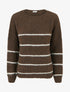 Pull en laine mélangée à col rond et rayures - Marron - 1