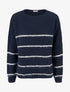 Pull en laine mélangée à col rond et rayures - Marine - 1