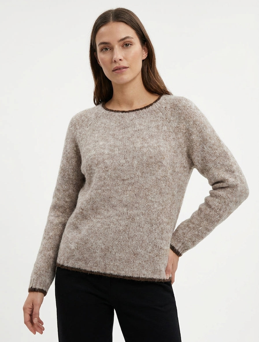 Maglione in misto lana con bordo a contrasto - Talpa