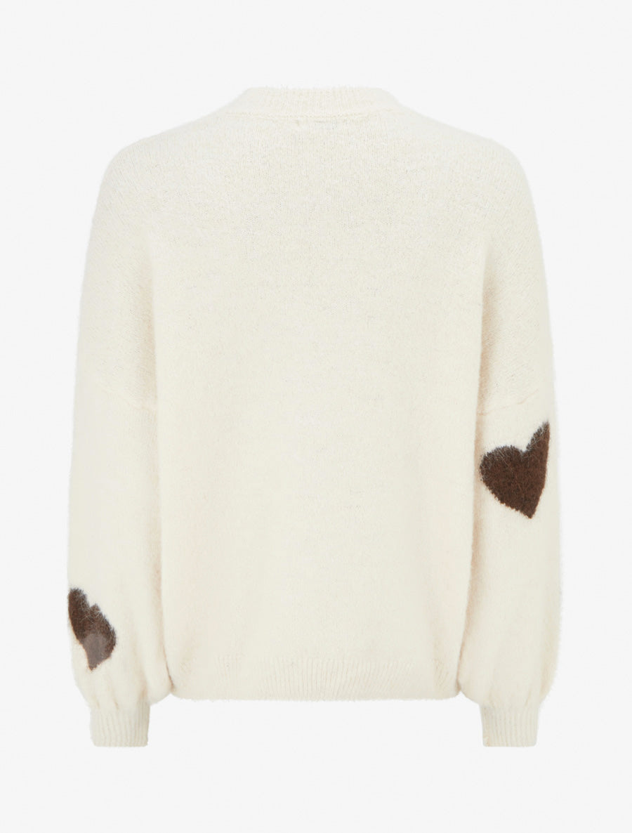 Pull en laine mélangée à motif coeur - Beige clair - 2