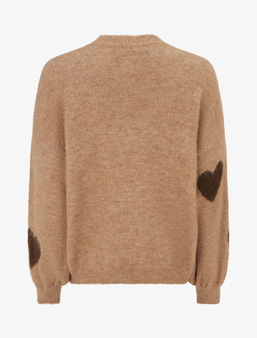 Pull en laine mélangée à motif coeur - Camel - 2