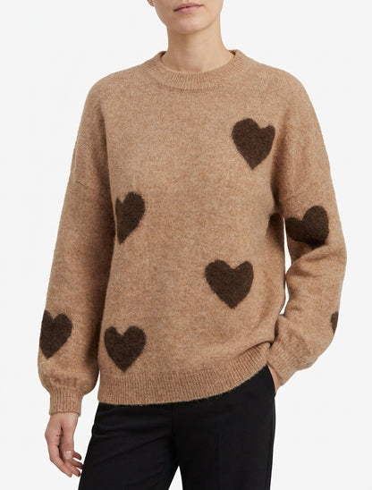 Maglione in misto lana con motivo a cuore - Chameau