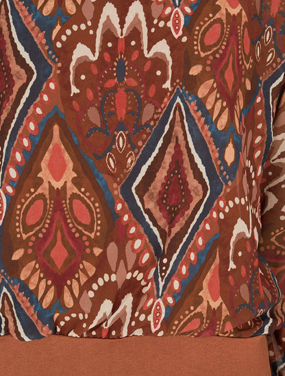 Top imprimé graphique en voile - Marron - 3
