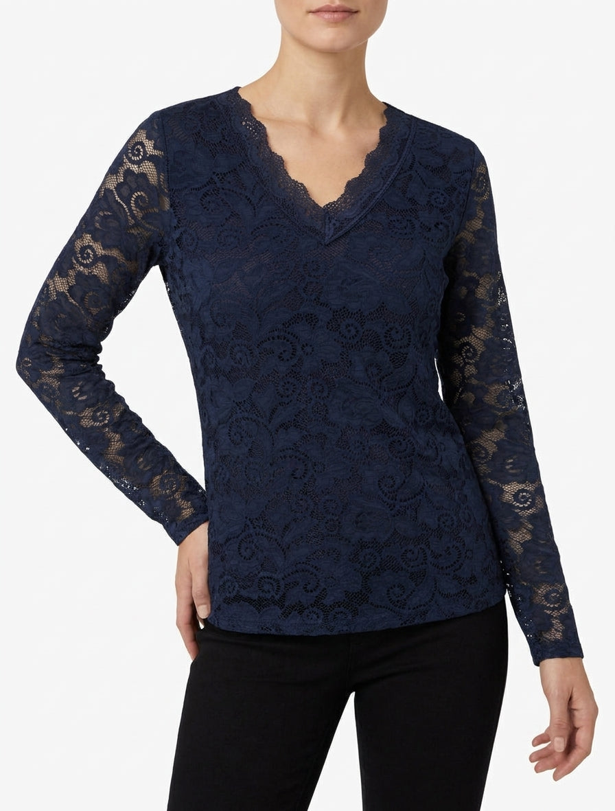Top in pizzo con scollo a V - Marina