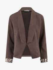 Veste suédine poignets à revers imprimé - Marron - 1