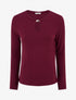 Pull droit à col rond avec ouverture goutte et bijou - Bordeaux - 1