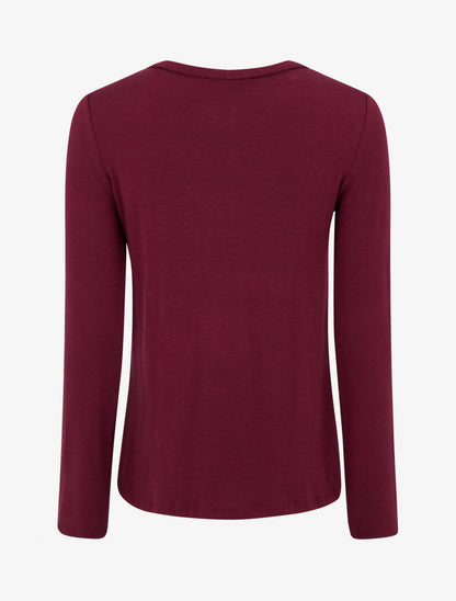 Pull droit à col rond avec ouverture goutte et bijou - Bordeaux - 2