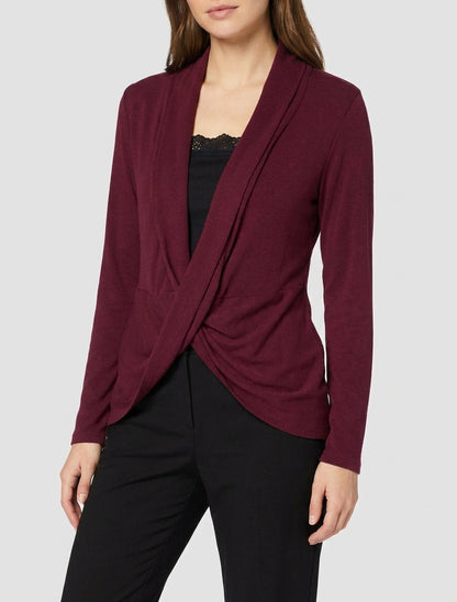 Maglione stile gilet effetto intrecciato con fodera in pizzo. - Bordeaux/nero