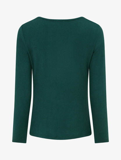 Pull fin à col V en dentelle - Vert foncé - 2