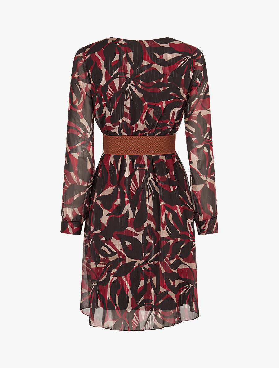 Robe légère en voile lamé imprimé abstrait - Noir - 2