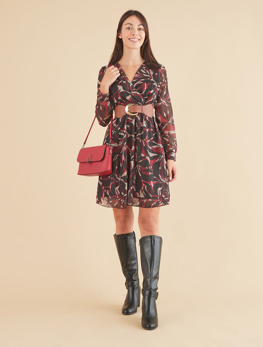 Robe légère en voile lamé imprimé abstrait - Noir - 4