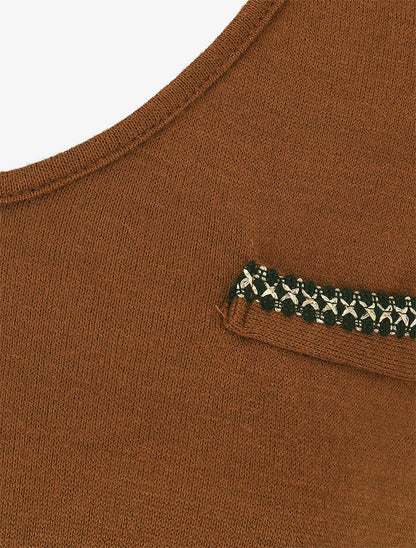 Pull fin à détails irisés - Camel - 3