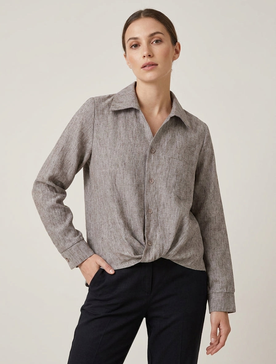 Blusa ampia a maniche lunghe con tasca applicata. - Talpa