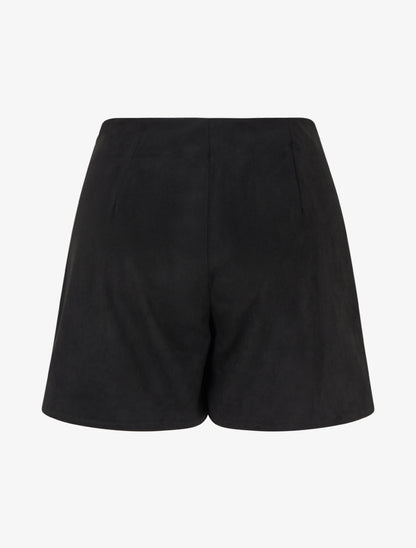 Short style jupe en suédine à effet drapé - Noir - 2