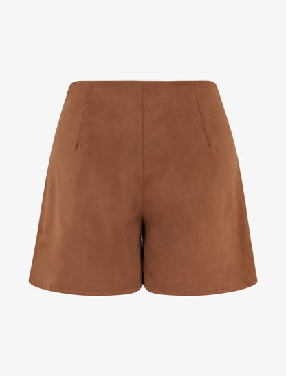 Short style jupe en suédine à effet drapé - Camel - 2