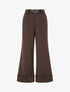Pantalon taille haute à revers - Marron - 1