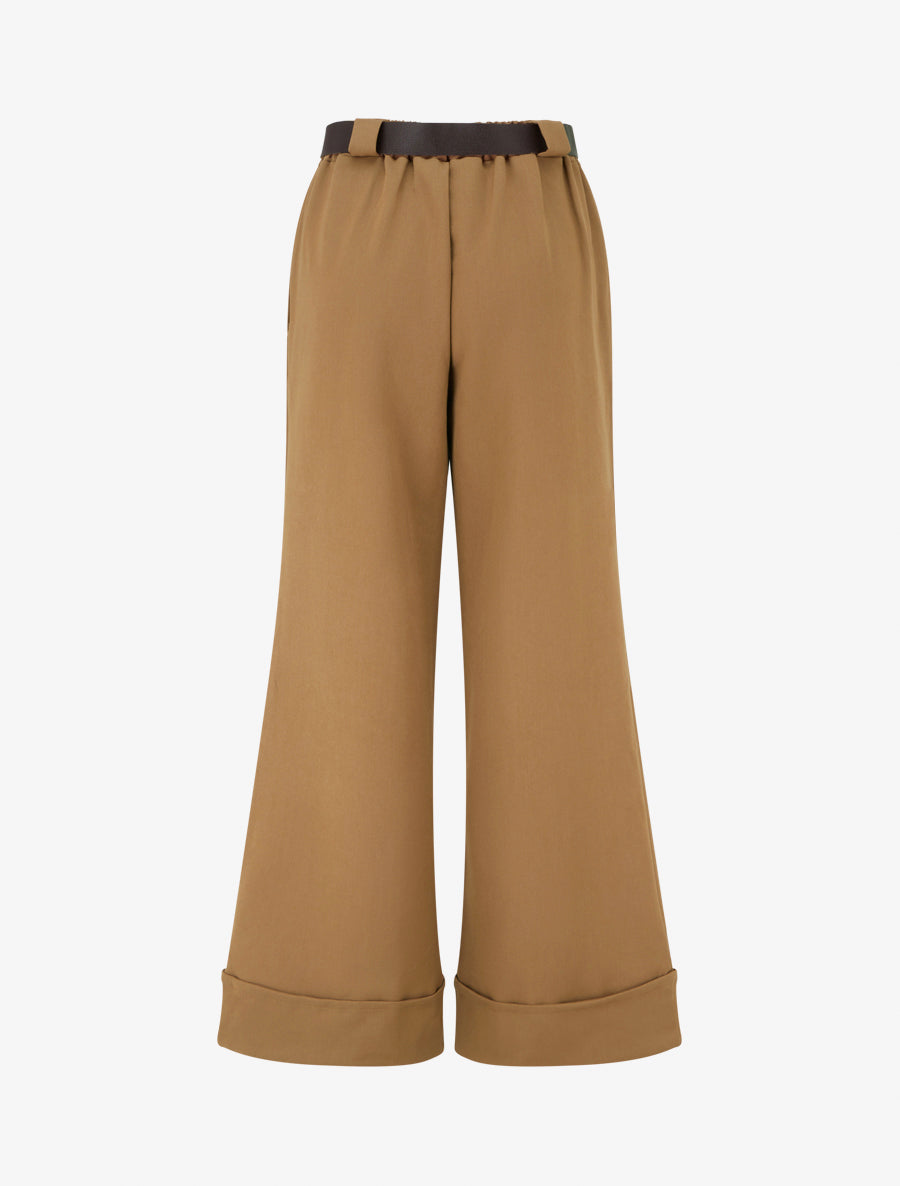 Pantalon taille haute à revers - Camel - 2