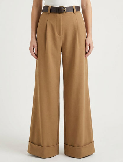 Pantaloni a vita alta con risvolto - Chameau