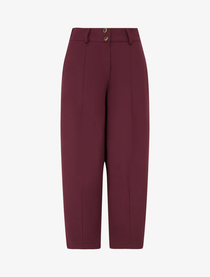 Pantalon uni à fermeture boutonnée - Lie de vin - 1