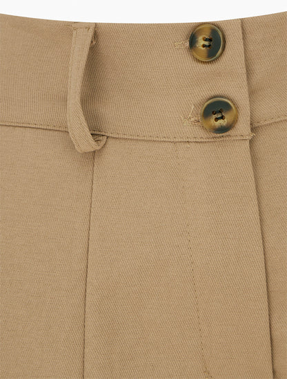 Pantalon uni à fermeture boutonnée - Camel clair - 3