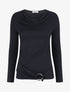 Pull fin avec pans à nouer - Marine - 4