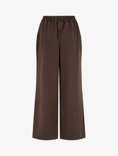 Pantalon ample à taille haute à boutons - Marron - 2