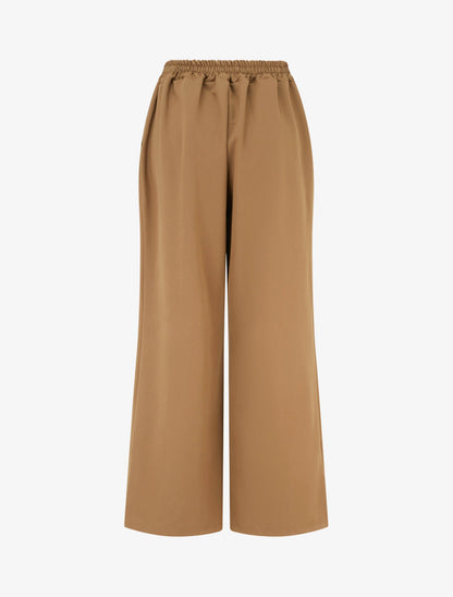 Pantalon ample à taille haute à boutons - Camel - 2