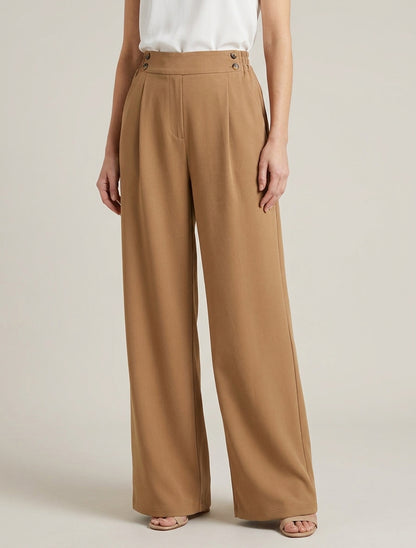 Pantaloni ampi a vita alta con bottoni - Chameau