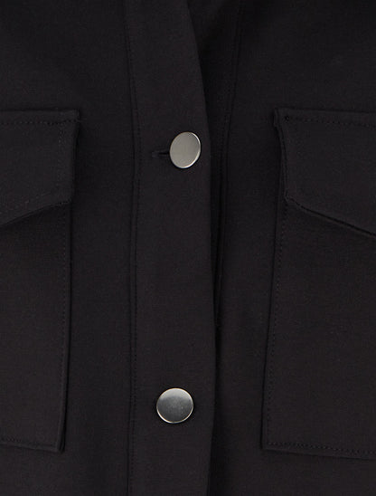 Veste unie à poignets élastiqués - Noir - 3