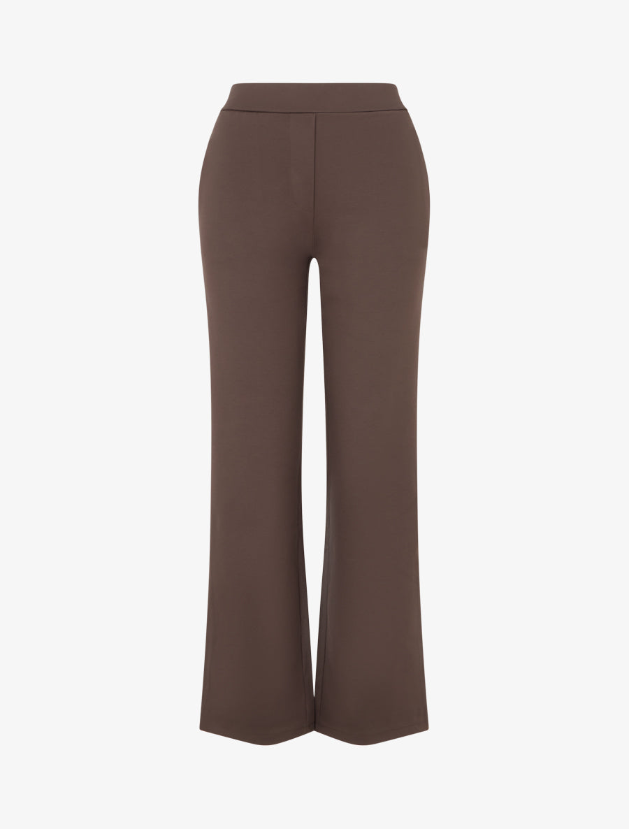 Pantalon uni coupe droite - Marron - 1