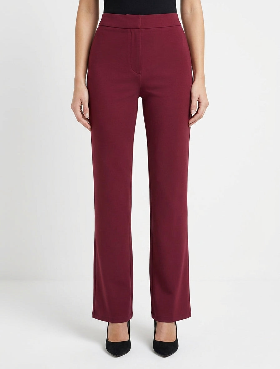 Pantalone tinta unita taglio dritto - Bordeaux